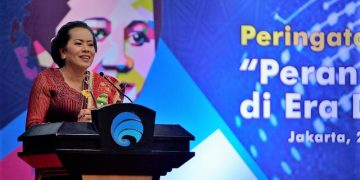 Sekjen Kementerian Kominfo, R. Niken Widiastuti dalam Seminar Peran Perempuan Indonesia di Era Digital, di Ruang Anantakupa Kementerian Kominfo Jakarta, Senin (22/04/2019). – (Sina)
